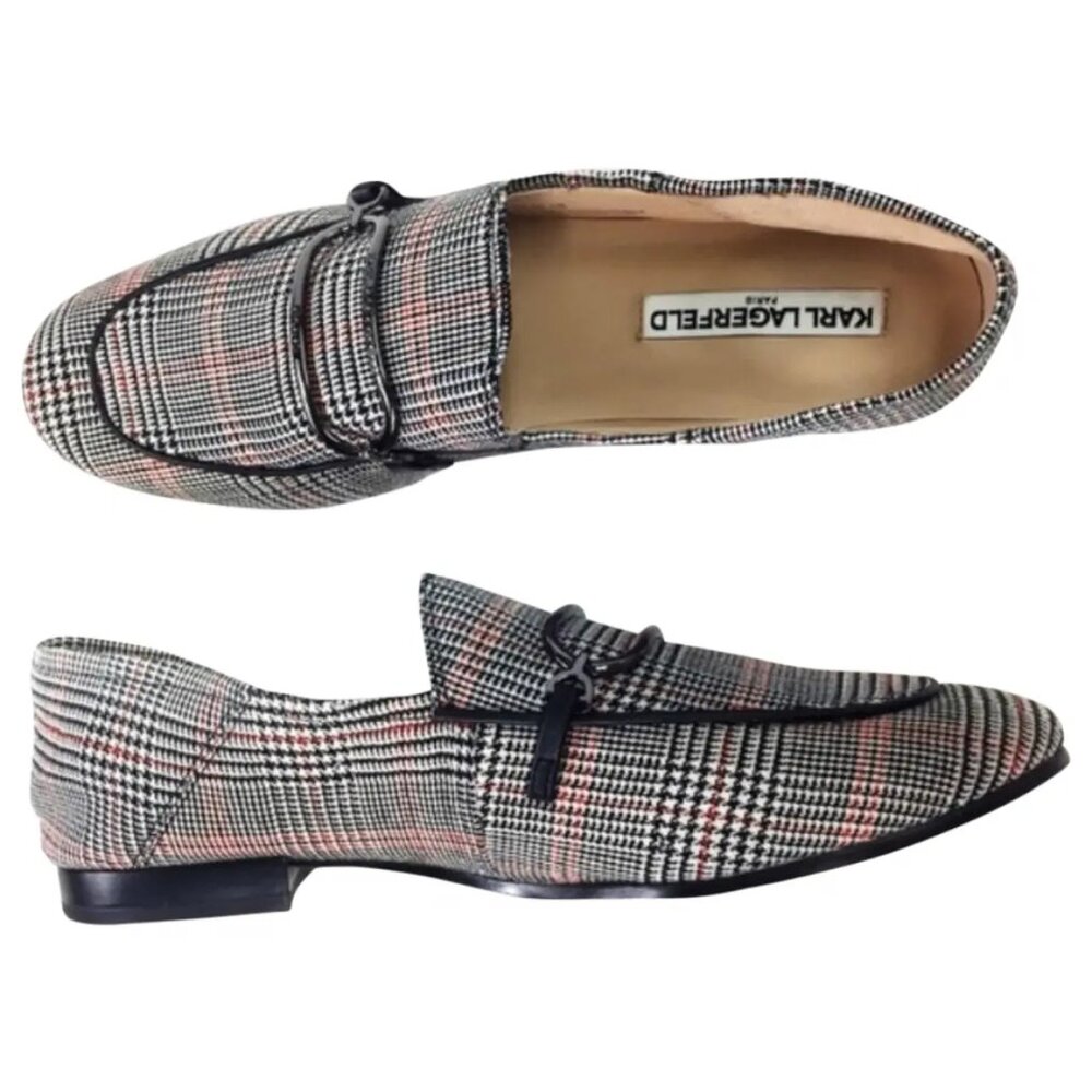 Karl Lagerfeld Paris Ember2 Women's Plaid Loafers Flat Size 8M